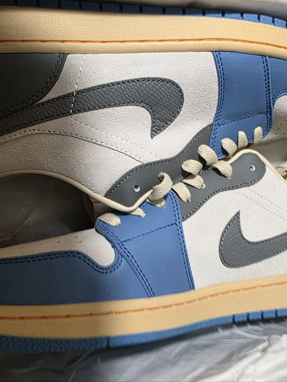 Jordan 1 Low Men's Athletic Shoes Dutch Blue/Smoke Grey, Size 12m, New.